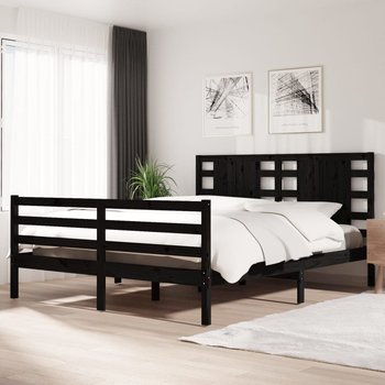 vidaXL Rama łóżka, czarna, lite drewno sosnowe, 160 x 200 cm - vidaXL