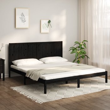 vidaXL Rama łóżka, czarna, lite drewno sosnowe, 200 x 200 cm - vidaXL