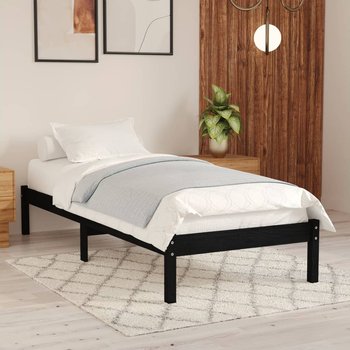 vidaXL Rama łóżka, czarna, lite drewno sosnowe, 90 x 200 cm  - vidaXL
