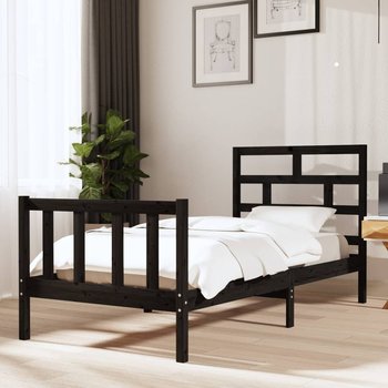 vidaXL Rama łóżka, czarna, lite drewno sosnowe, 90x200 cm - vidaXL