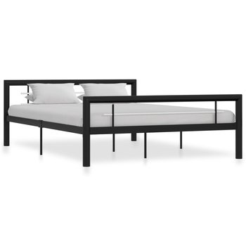 vidaXL Rama łóżka, czarno-biała, metalowa, 160 x 200 cm - vidaXL