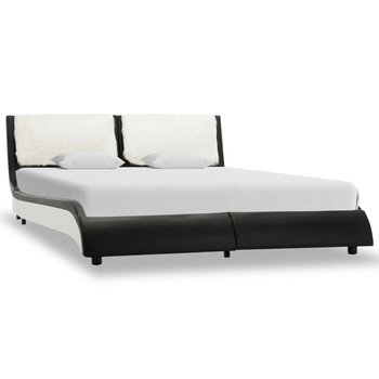 vidaXL Rama łóżka, czarno-biała, sztuczna skóra, 135x190 cm - vidaXL