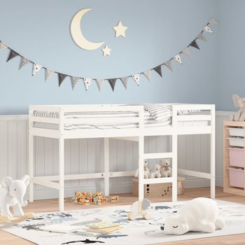 vidaXL Rama łóżka dla dzieci, z drabinką, biała, 90x190 cm, lita sosna - vidaXL