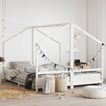 vidaXL Rama łóżka dziecięcego, biała, 2x(90x200) cm, drewno sosnowe - vidaXL