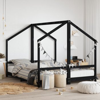 vidaXL Rama łóżka dziecięcego, czarna, 2x(80x200) cm, drewno sosnowe - vidaXL