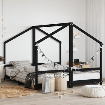 vidaXL Rama łóżka dziecięcego, czarna, 2x(90x200) cm, drewno sosnowe - vidaXL