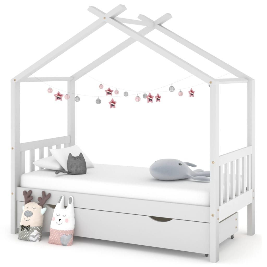 Фото - Ліжко VidaXL Rama łóżka dziecięcego z szufladą, biała, sosnowa, 80x160 cm 