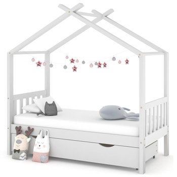 vidaXL Rama łóżka dziecięcego z szufladą, biała, sosnowa, 80x160 cm - vidaXL