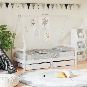 vidaXL Rama łóżka dziecięcego z szufladami, biała, 80x160 cm, sosna - vidaXL