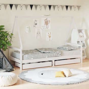 vidaXL Rama łóżka dziecięcego z szufladami, biała, 80x200 cm, sosnowa - vidaXL