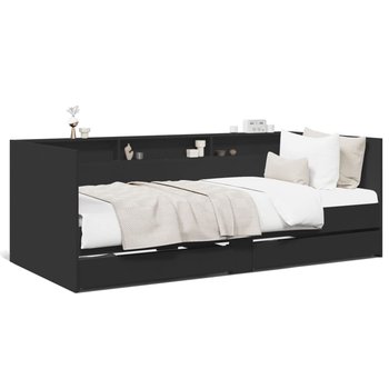 vidaXL Rama łóżka dziennego z szufladami, czarna, 100x200 cm - vidaXL