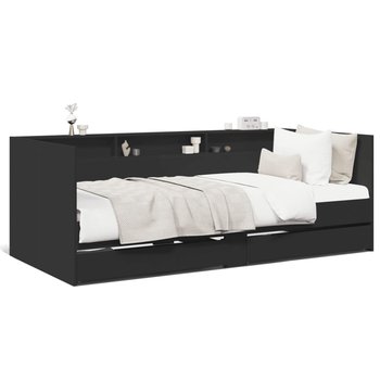 vidaXL Rama łóżka dziennego z szufladami, czarna, 90x190 cm - vidaXL