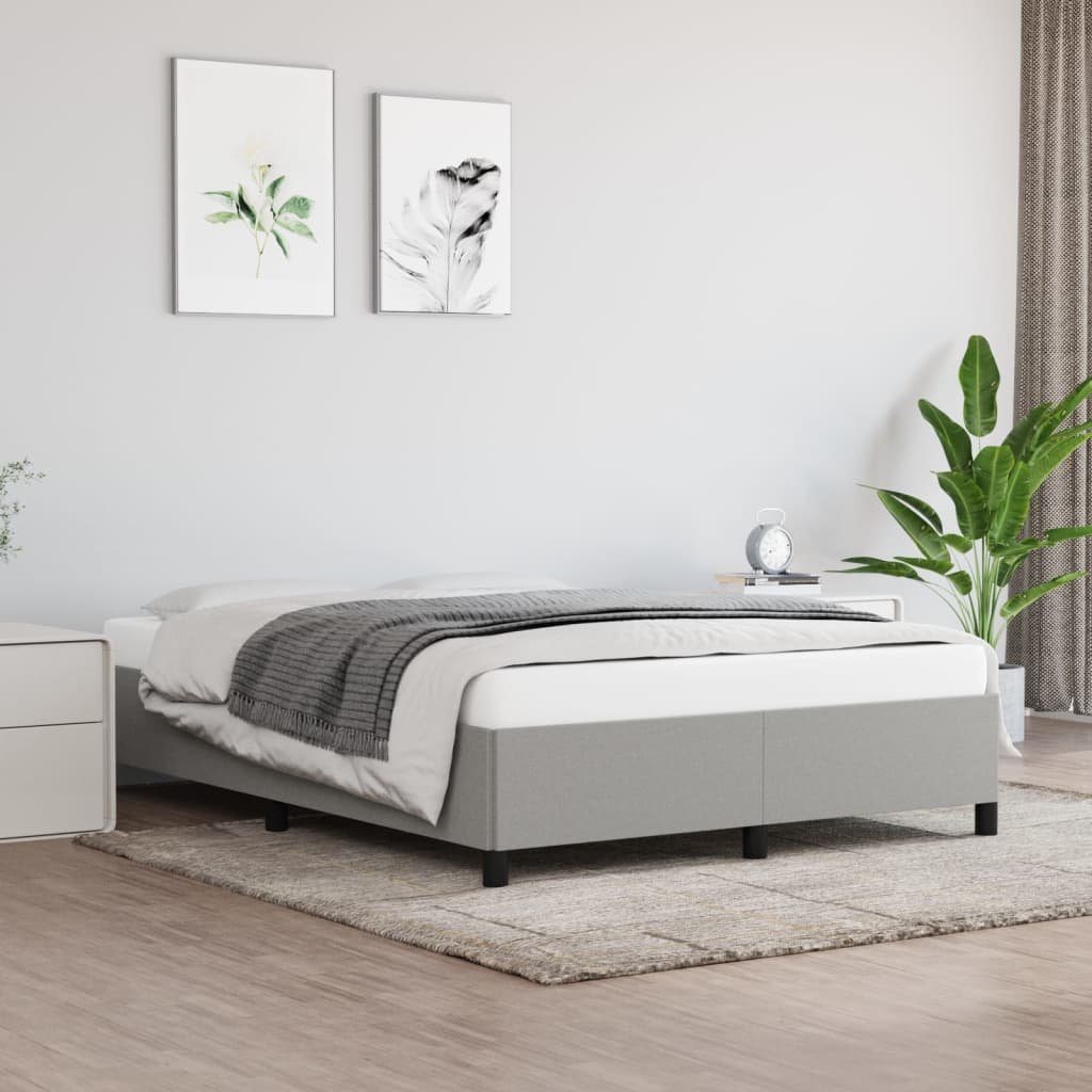 Фото - Ліжко VidaXL Rama łóżka, jasnoszara, 140x190 cm, obita tkaniną 