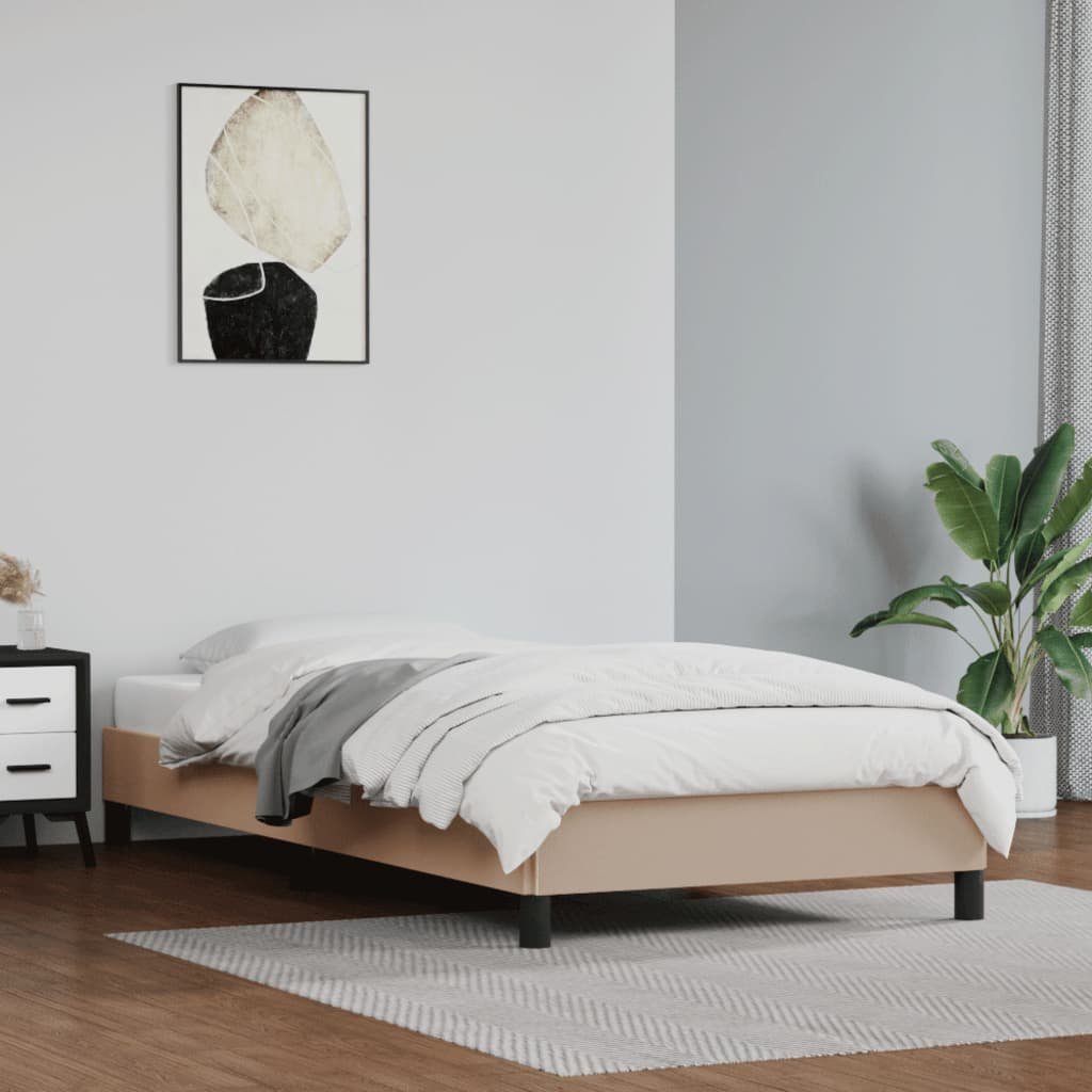 Фото - Ліжко VidaXL Rama łóżka, kolor cappuccino, 90x200 cm, obite sztuczną skórą 