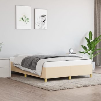 vidaXL Rama łóżka, kremowa, 140x200 cm, obita tkaniną - vidaXL
