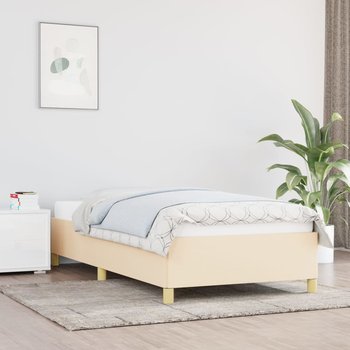 vidaXL Rama łóżka, kremowa, 90 x 200 cm, tapicerowana tkaniną - vidaXL