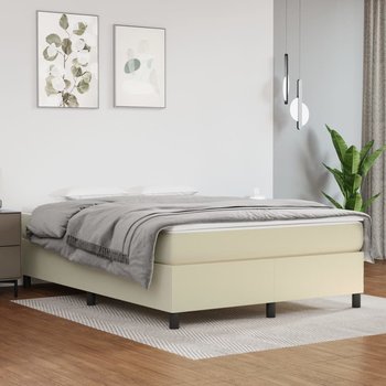 vidaXL Rama łóżka, kremowe, 140x190 cm, sztuczna skóra - vidaXL
