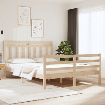 vidaXL Rama łóżka, lite drewno, 135x190 cm, podwójna - vidaXL