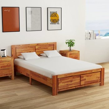 vidaXL Rama łóżka, lite drewno akacjowe, 140 x 200 cm - vidaXL
