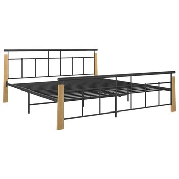 vidaXL Rama łóżka, metal i drewno dębowe, 180x200 cm - vidaXL