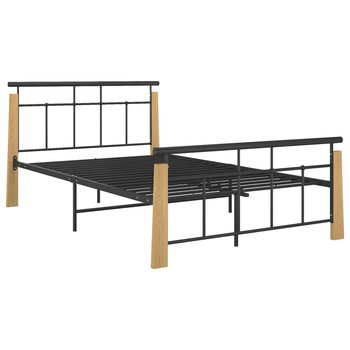 vidaXL Rama łóżka, metal i lite drewno dębowe, 120x200 cm - vidaXL
