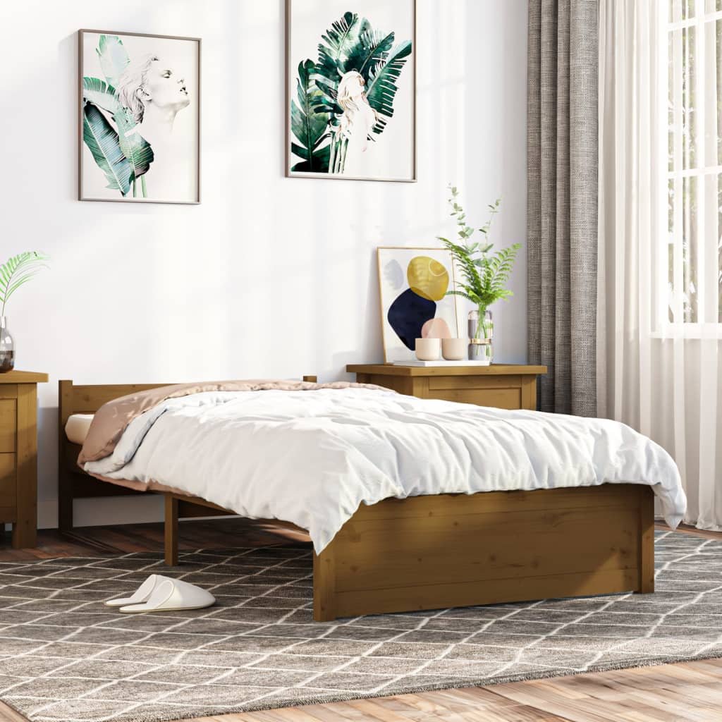 Фото - Ліжко VidaXL Rama łóżka, miodowy brąz, lite drewno, 100 x 200 cm 