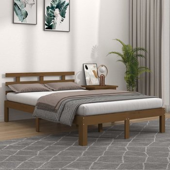 vidaXL Rama łóżka, miodowy brąz, lite drewno, 135x190 cm, podwójna - vidaXL