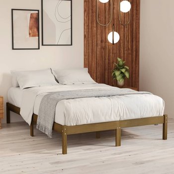 vidaXL Rama łóżka, miodowy brąz, lite drewno, 135x190 cm, podwójna - vidaXL