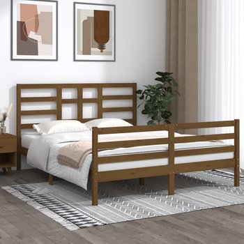 vidaXL Rama łóżka, miodowy brąz, lite drewno, 160 x 200 cm - vidaXL