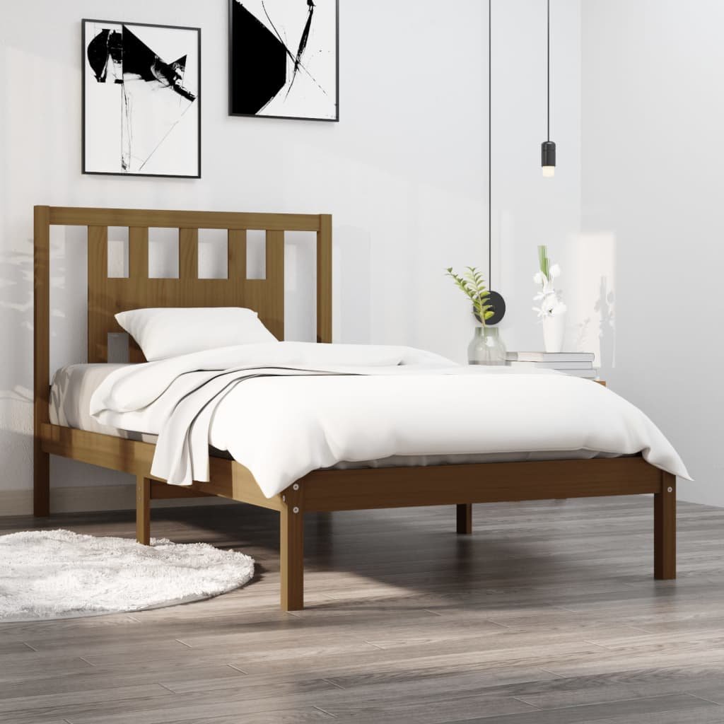 Фото - Ліжко VidaXL Rama łóżka, miodowy brąz, lite drewno sosnowe, 100 x 200 cm 