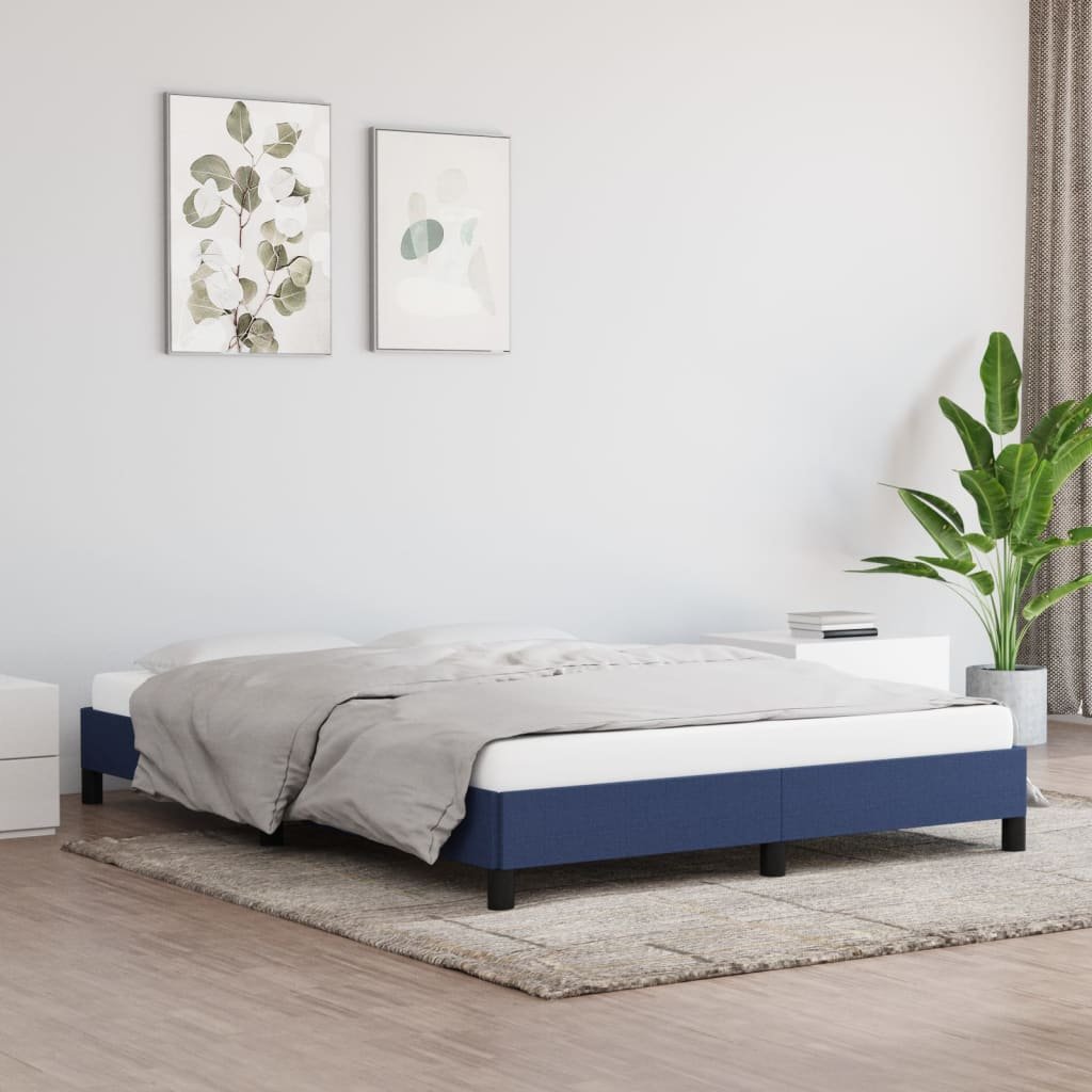 Фото - Ліжко VidaXL Rama łóżka, niebieska, 140x190 cm, obita tkaniną 