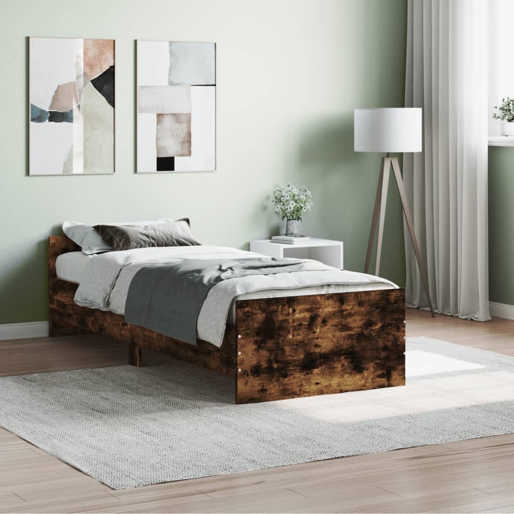 Фото - Ліжко VidaXL Rama łóżka, opalany dąb, 75x190 cm, materiał drewnopochodny 