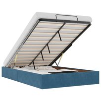 vidaXL Rama łóżka otomana bez materaca, niebieska, 120x190 cm, aksamit