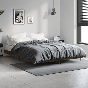 vidaXL Rama łóżka, przydymiony dąb, 140x190cm, materiał drewnopochodny - vidaXL