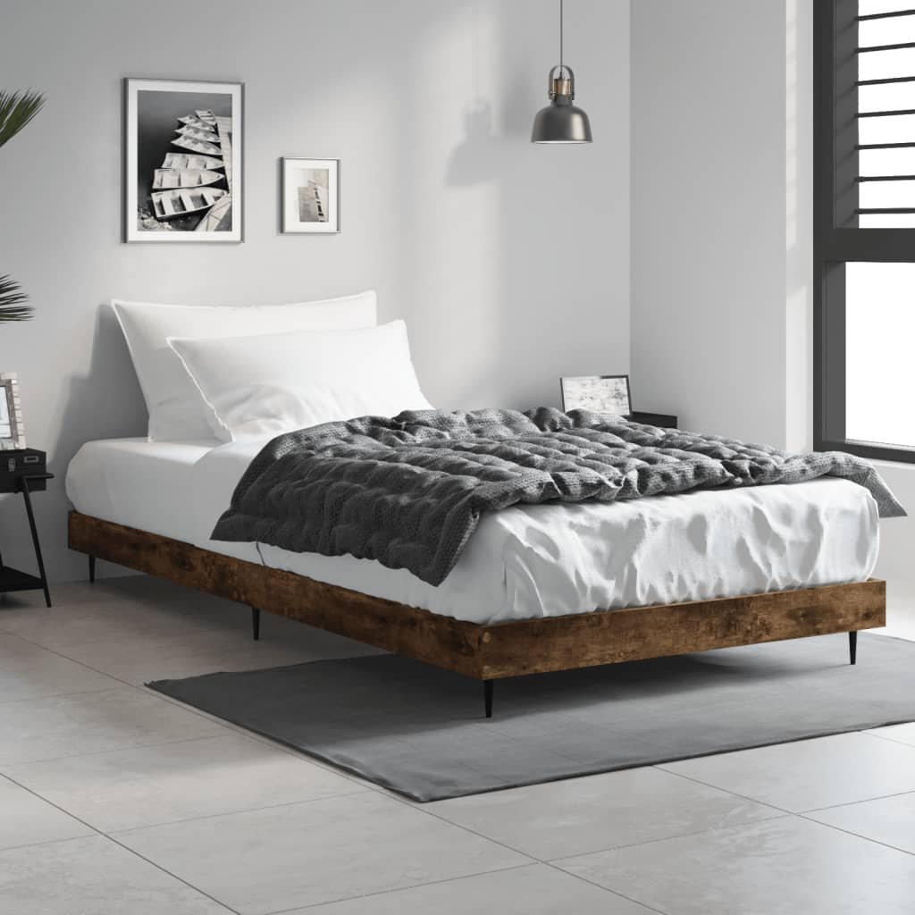 Фото - Ліжко VidaXL Rama łóżka, przydymiony dąb, 90x200 cm, materiał drewnopochodny 