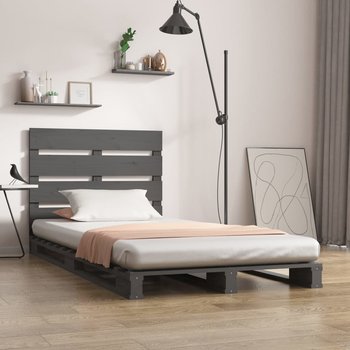 vidaXL Rama łóżka, szara, 100 x 200 cm, lite drewno sosnowe - vidaXL