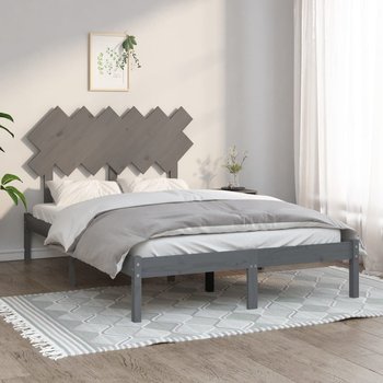 vidaXL Rama łóżka, szara, 135x190 cm, lite drewno - vidaXL