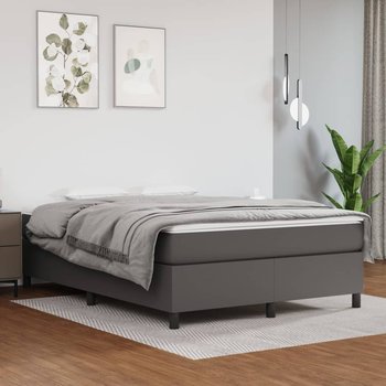 vidaXL Rama łóżka, szara, 140x200 cm, sztuczna skóra - vidaXL