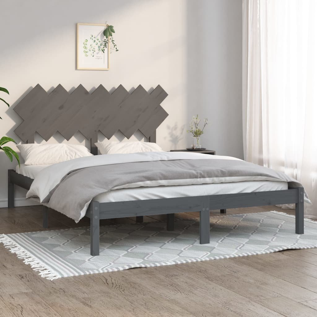 Фото - Ліжко VidaXL Rama łóżka, szara, 150x200 cm, lite drewno 