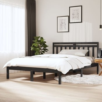vidaXL Rama łóżka, szara, 150x200 cm, lite drewno - vidaXL