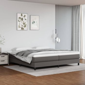 vidaXL Rama łóżka, szara, 200x200 cm, sztuczna skóra - vidaXL