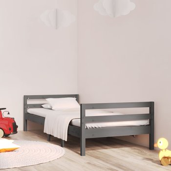 vidaXL Rama łóżka, szara, 90 x 200 cm, lite drewno sosnowe - vidaXL