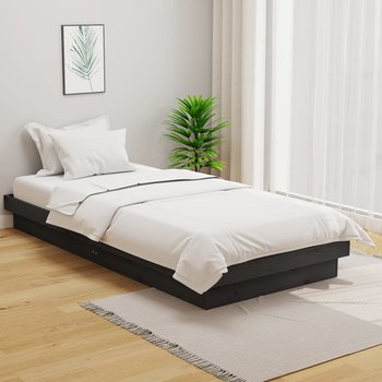vidaXL Rama łóżka, szara, lite drewno, 100 x 200 cm - vidaXL