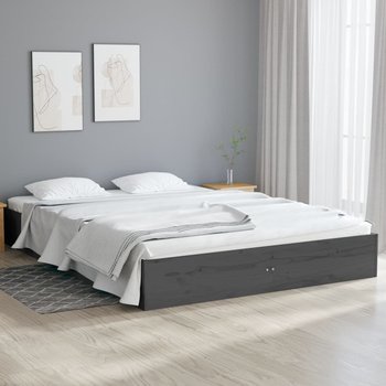 vidaXL Rama łóżka, szara, lite drewno, 120x190 cm, podwójna - vidaXL