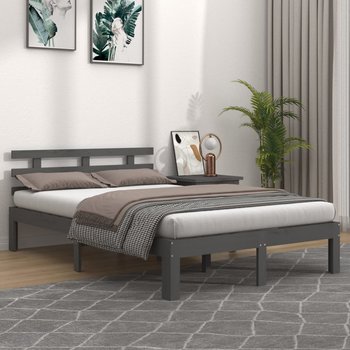 vidaXL Rama łóżka, szara, lite drewno, 135x190 cm, podwójna - vidaXL