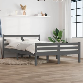 vidaXL Rama łóżka, szara, lite drewno, 140 x 200 cm - vidaXL