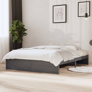 vidaXL Rama łóżka, szara, lite drewno, 140 x 200 cm - vidaXL