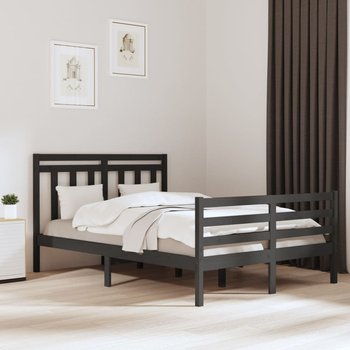 vidaXL Rama łóżka, szara, lite drewno, 140x190 cm - vidaXL
