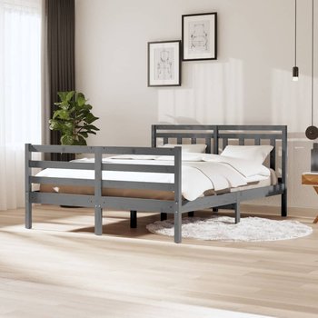 vidaXL Rama łóżka, szara, lite drewno, 140x200 cm - vidaXL