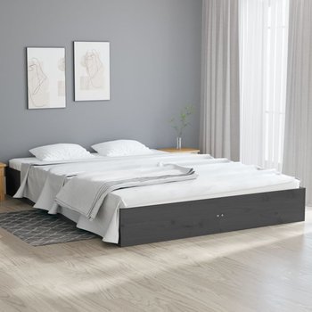 vidaXL Rama łóżka, szara, lite drewno, 150x200 cm - vidaXL